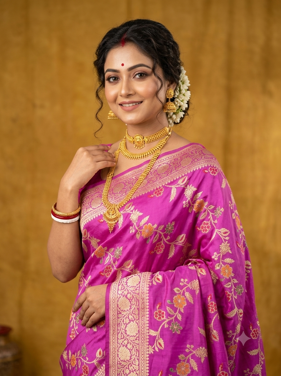 Zari Woven Silk Saree with Floral Motifs