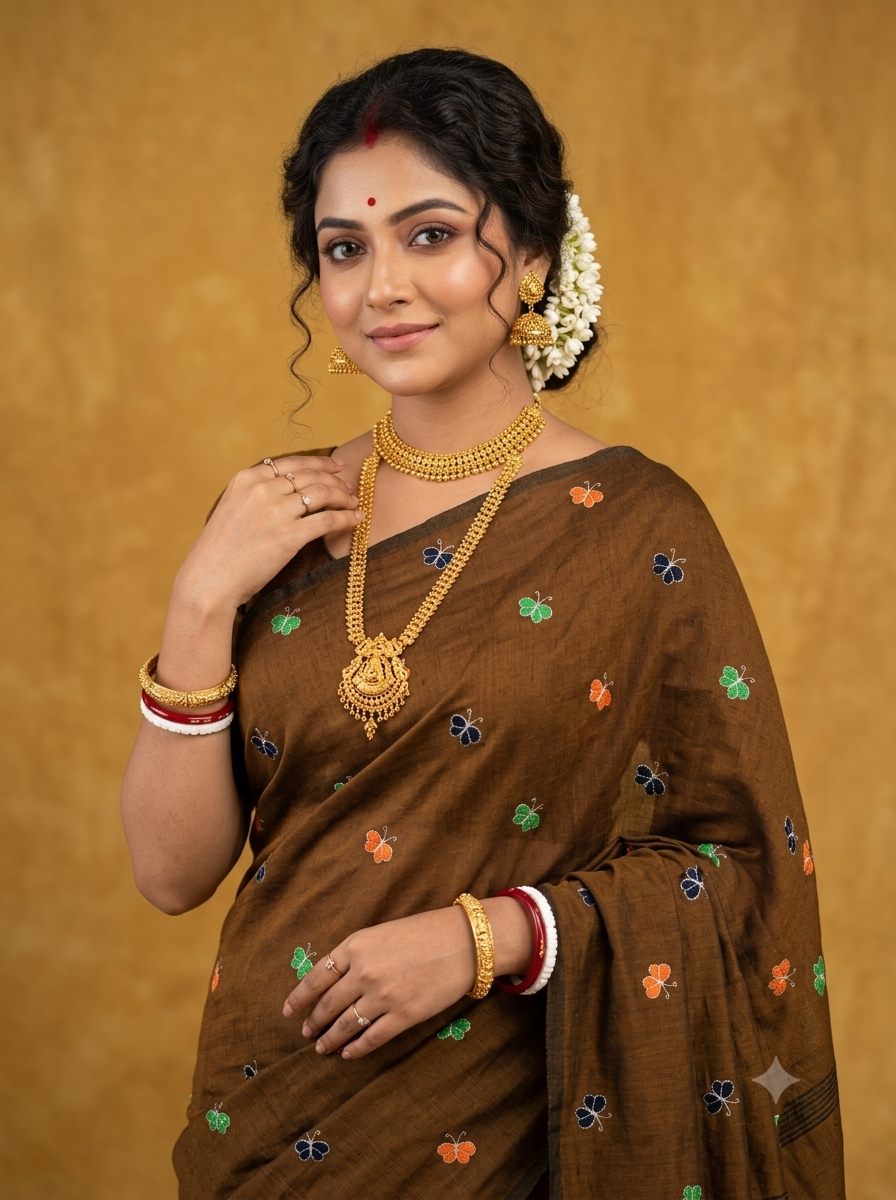 "Vasant Vani" Full-Body Hand-Embroidery Pure Cotton Saree