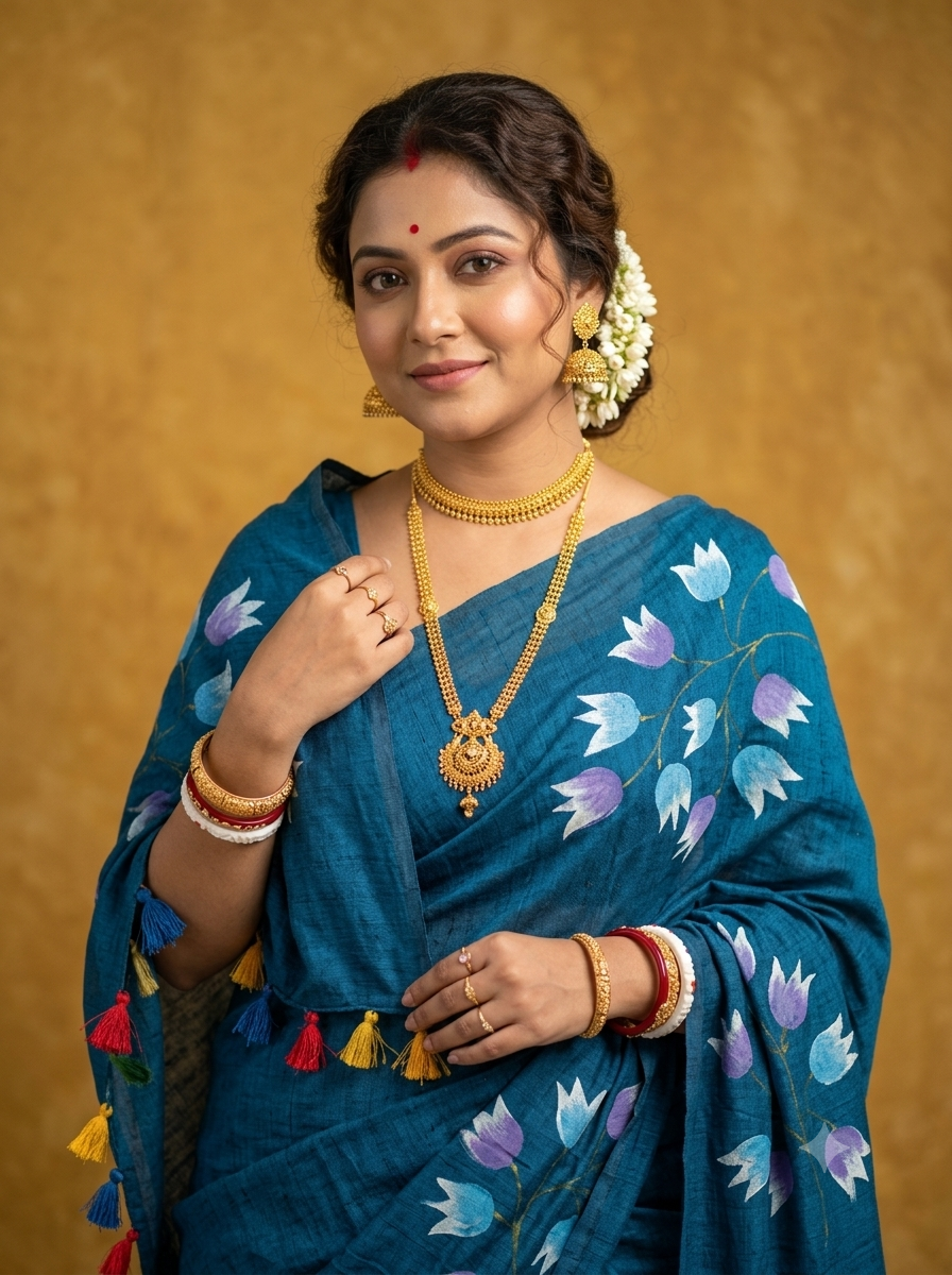 "Artisan's Canvas" Hand-Painted Pure Cotton Saree